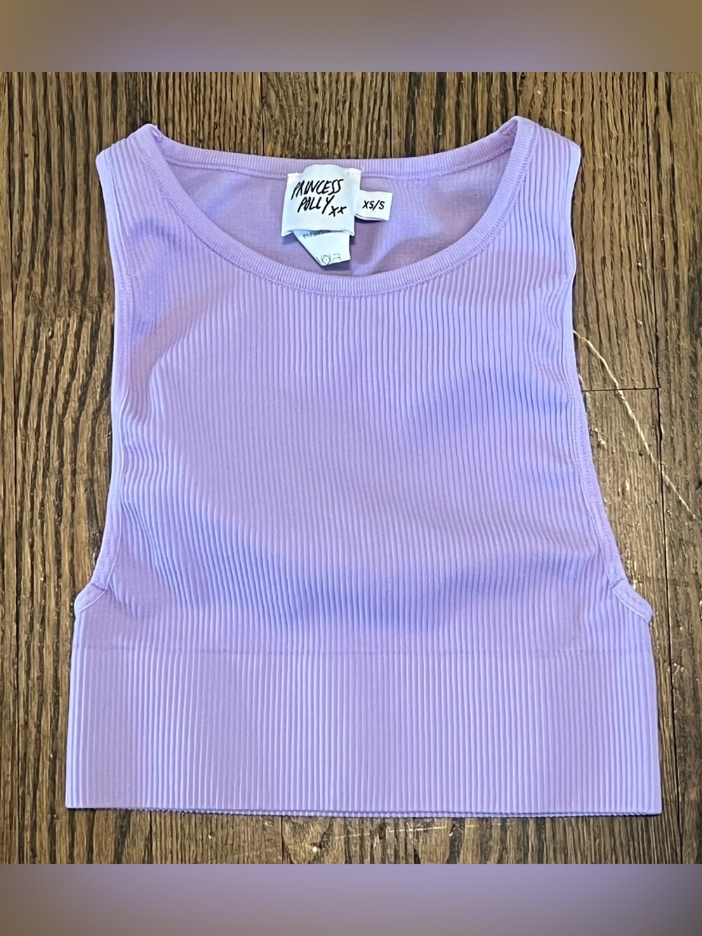 Princess Polly Lavender Ribbed Crop Tank